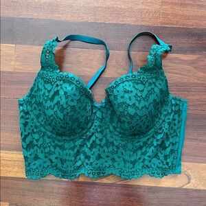 Womens 36C Victoria’s Secret Body by Victoria Lined Demi Longline Dark Green Bra
